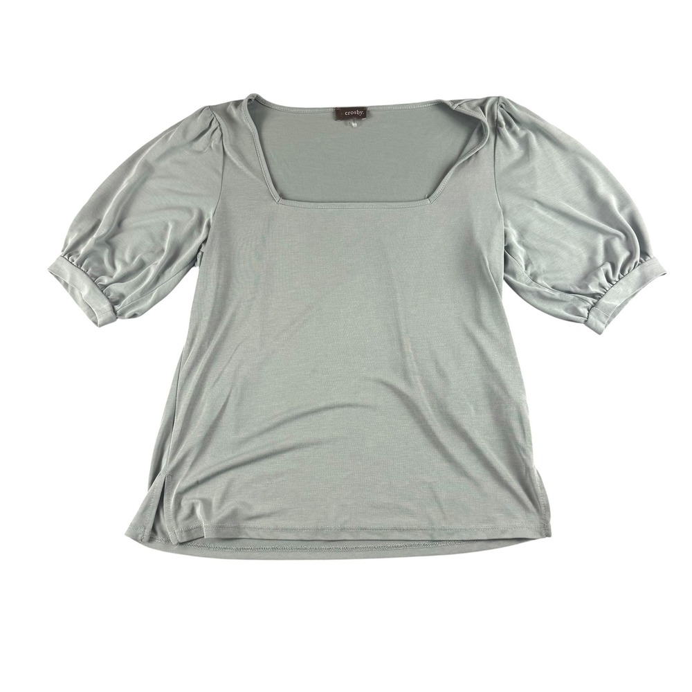 Crosby Sage Green Square Neck Puff Sleeve Top Small Business Casual Romantic